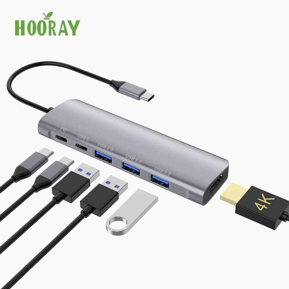 USB C Hub,6-in-1 Multi-port Adapter with 4K Port,100W PD, USB A Compatible with iPhone 15 Pro/Max